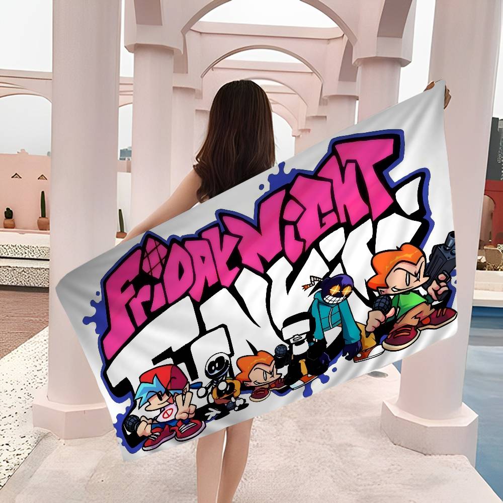 Игры Friday Night Funkin Микрофибра Пляжное полотенце Впитывающее Быстросохнущее Мягкое Йога Плавание Курорт Полотенце для альпинизма