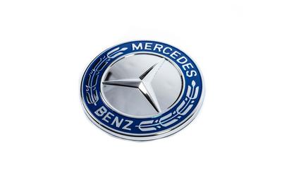 Заглушка вместо эмблемы на капот Mercedes (синяя и хром, 57мм) для Mercedes GLC coupe C253