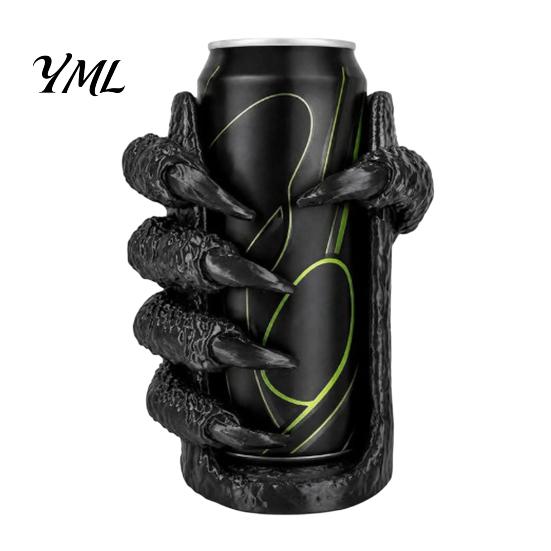 Detailed Claw Sculpture Gothic Drink Holder for 12oz Cans, 3D Printed Monster Beverage Stand with Tabletop Display Halloween Side Handle, Unique Resin