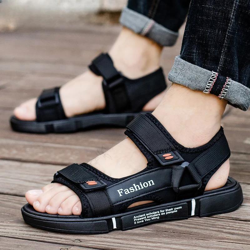 Модные повседневные мужские сандалии пляжная мужская обувь на платформе с открытым носком скидка дешевая распродажа 2025 новинка для взрослых японский цвет V