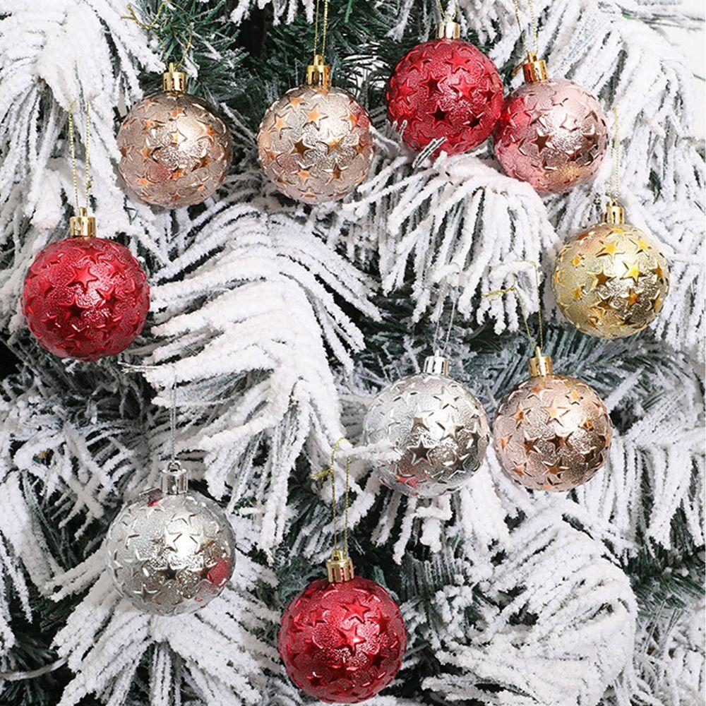 6pcs Colorful Star Christmas Balls Set Shatterproof Xmas Tree Pendants  Merry Christmas Decoration