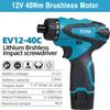 12v 40n 2000mah 2000rpm Brushless Motor Rechargeable Screwdriver Set Electric Battery Powered Screwdriver And Drill Screwdrivers