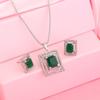 Привлекательный комплект подвесок Estele с родиевым покрытием CZ и зелеными кристаллами для женщин