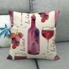 Creative Painted Red Wine Collection Digital Printing Short Plush Pillow Covers For Car Sofa Office Cushion Cover Home Goods