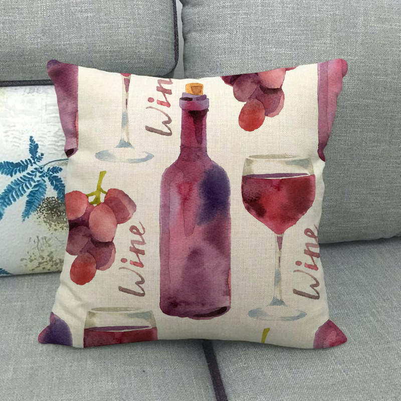 Creative Painted Red Wine Collection Digital Printing Short Plush Pillow Covers For Car Sofa Office Cushion Cover Home Goods