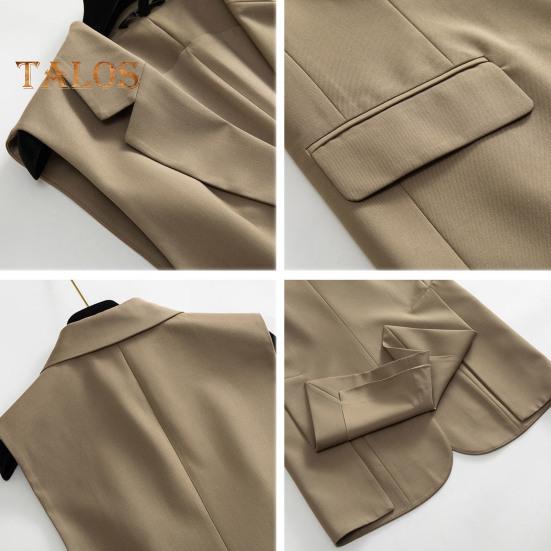 Женский деловой жилет с отложным воротником, застежкой на одну пуговицу, без рукавов, средней длины, формальный офисный наряд, однотонный кардиган, жилет, наряд для рабочего места