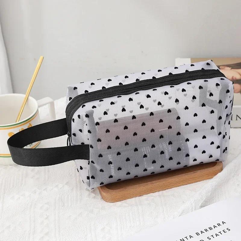 1PCS Transparent Toiletry Wash Bags Mesh Makeup Case Organizer Storage Pouch Casual Make Up Women Neceser Travel Cosmetic Bag