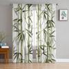 Bamboo Green White Chinese Style Plant Tulle Sheer Curtains for Living Room Bedroom Kitchen Decoration Voile Organza Curtains