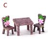 3pcs / Set Table Chair Resin Crafts Micro Landscape Ornament Fairy Garden Miniature Decoration