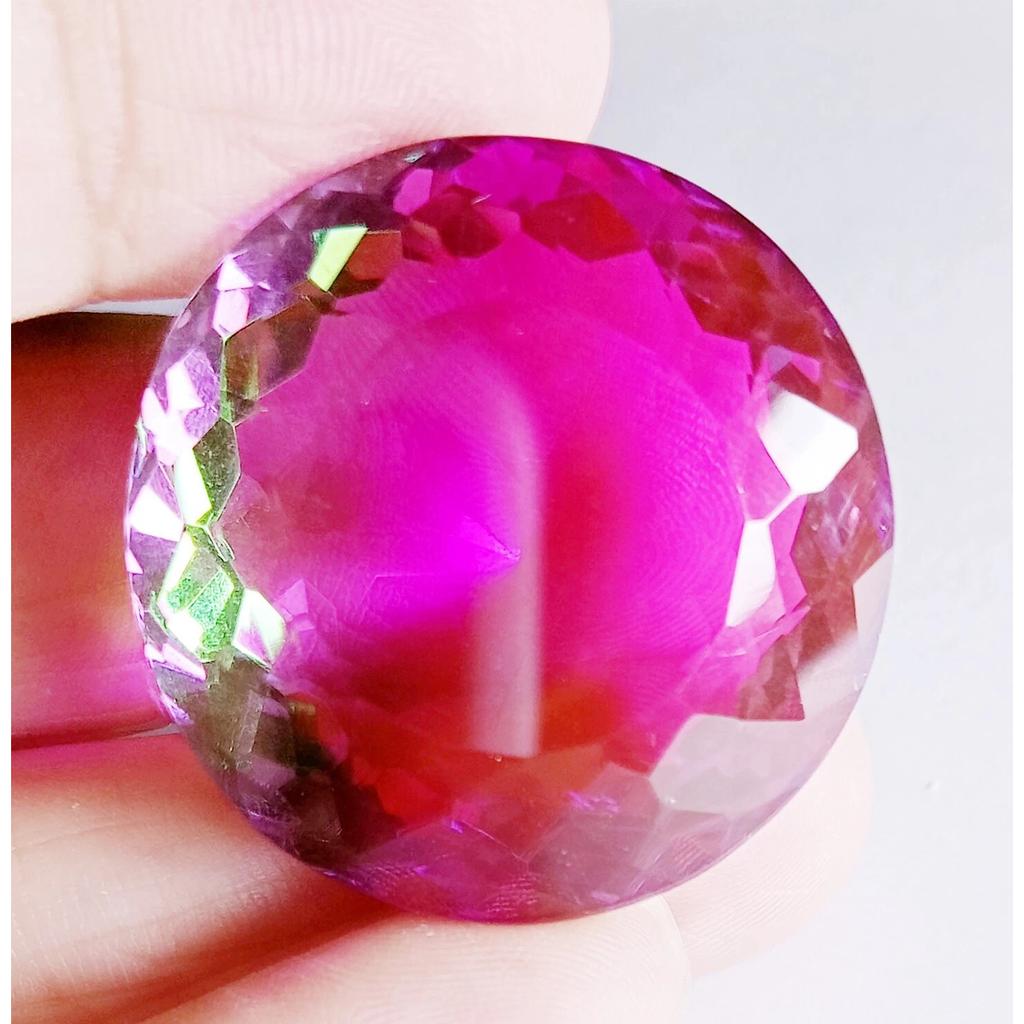 Fabulous Bi-Color Big Tourmaline Natural Round Cut 89-90 Ct Certified Gemstone