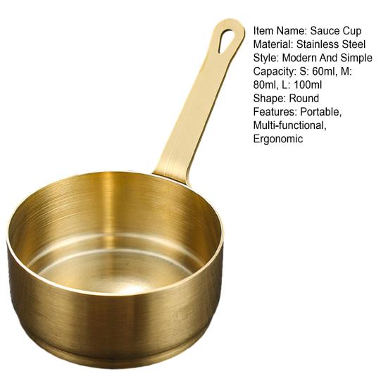 Stainless Steel Sauce Cup with Handle Reusable Metal Dipping Cups Small Condiment Server for Ketchup Appetizers Soy Sauce