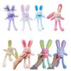 Easter Pull-Up Bunny Toy 11.4" Rabbit Plush Keychain Funny Pull-Out Rabbit Pendant Interactive Colorful Stuffed Animal Toy for Birthdays