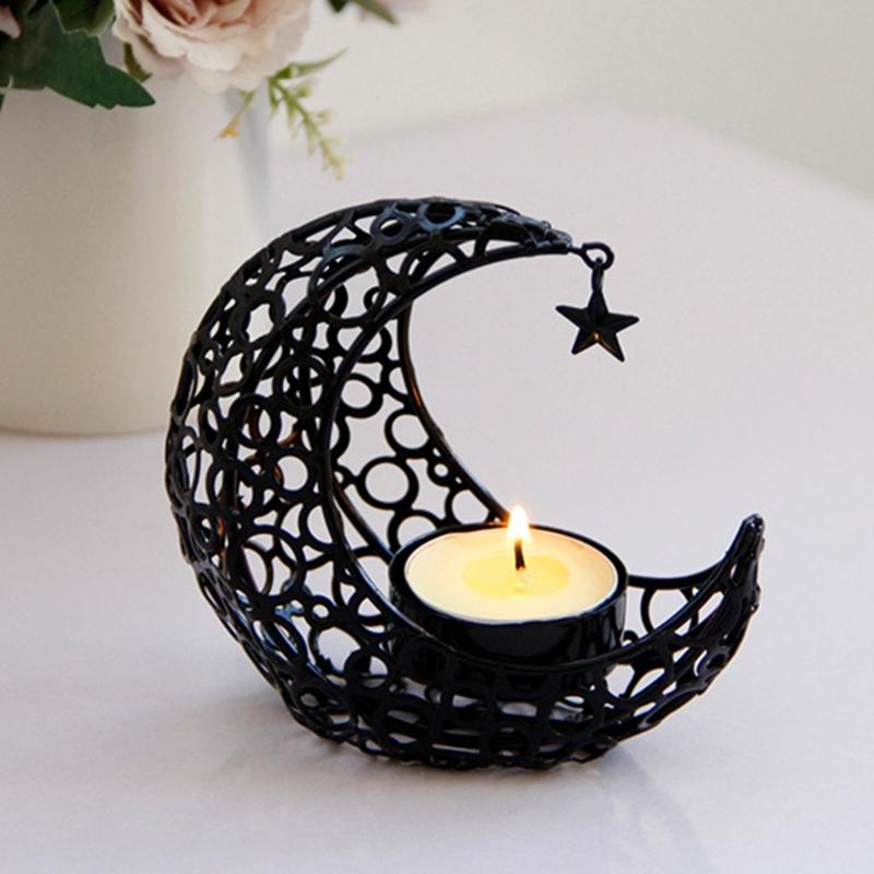 Moon Shaped Candle Holder Tealight Holder Metal Moon Candle Stand Candlestick for Christmas Dining Wedding Home Decors