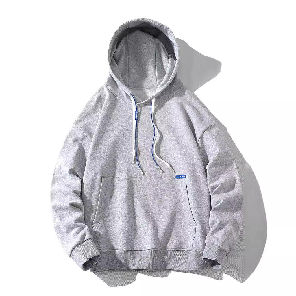 Толстовка мужская осенне-зимняя, новая, с капюшоном, уличная, в стиле Гонконга, свободная, однотонная, универсальная, плюс бархатная, пара, пуловер, куртка