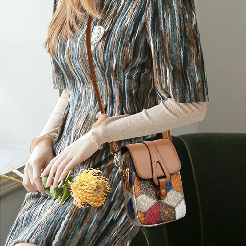 Новая Модная Многофункциональная Легкая Принтованная Сумка Через Плечо Сумка для Хранения Телефона Женская Клетчатая Ретро Сумка Кроссбоди KTY