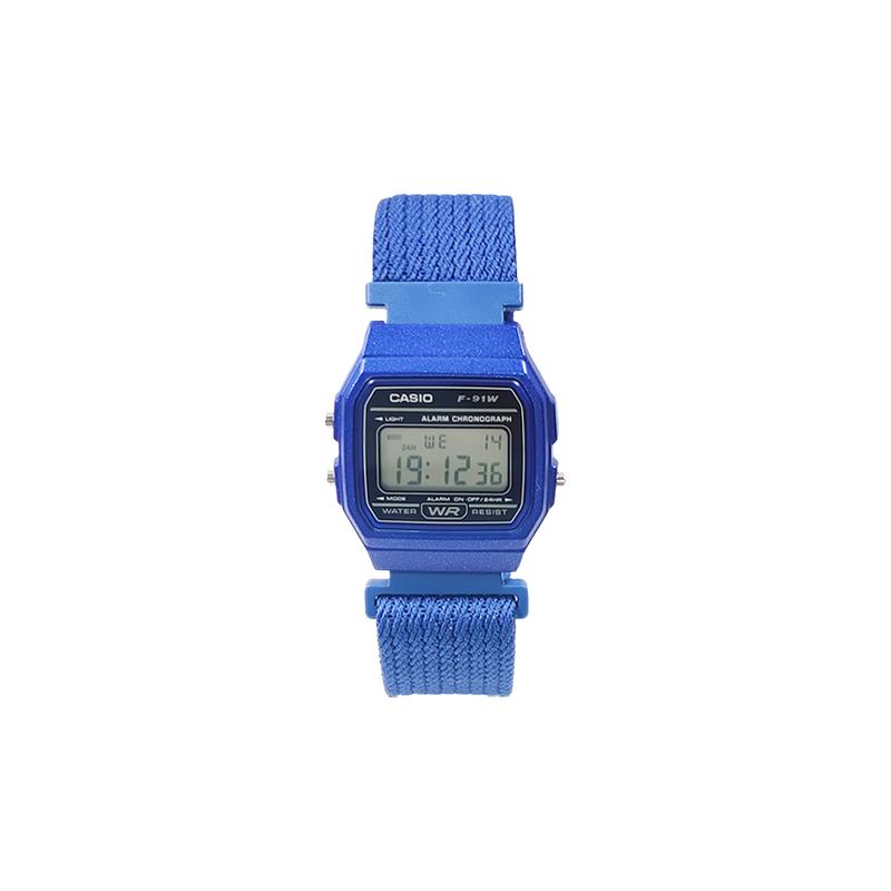 CASIO Customized watch modified series blue resin case fashionable life waterproof F-91WM-2A modified-Blue F-91WM-2A(Watch5-GaiZhuang-LanLunYanYuan)