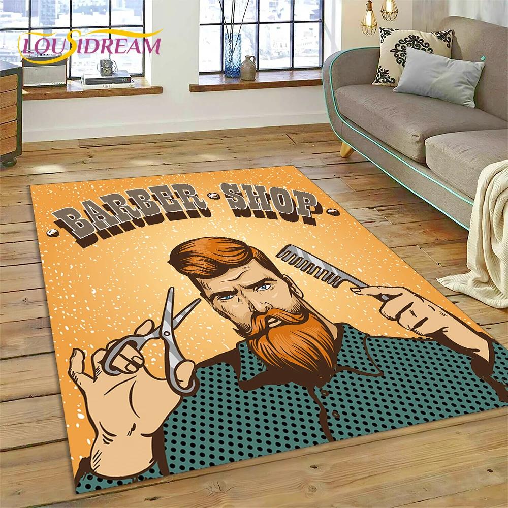 Модный логотип парикмахерской Череп Винтажный ковер-циновка для спальни, гостиной, дома, украшение для дивана, большой игровой коврик для ребенка