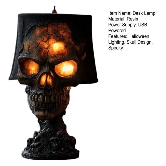 Настольная лампа Yousheng в виде черепа, готическая лампа-череп из магмы, жуткий светодиодный настольный светильник в виде человеческого черепа для вечеринки на Хэллоуин, украшение для каминной полки