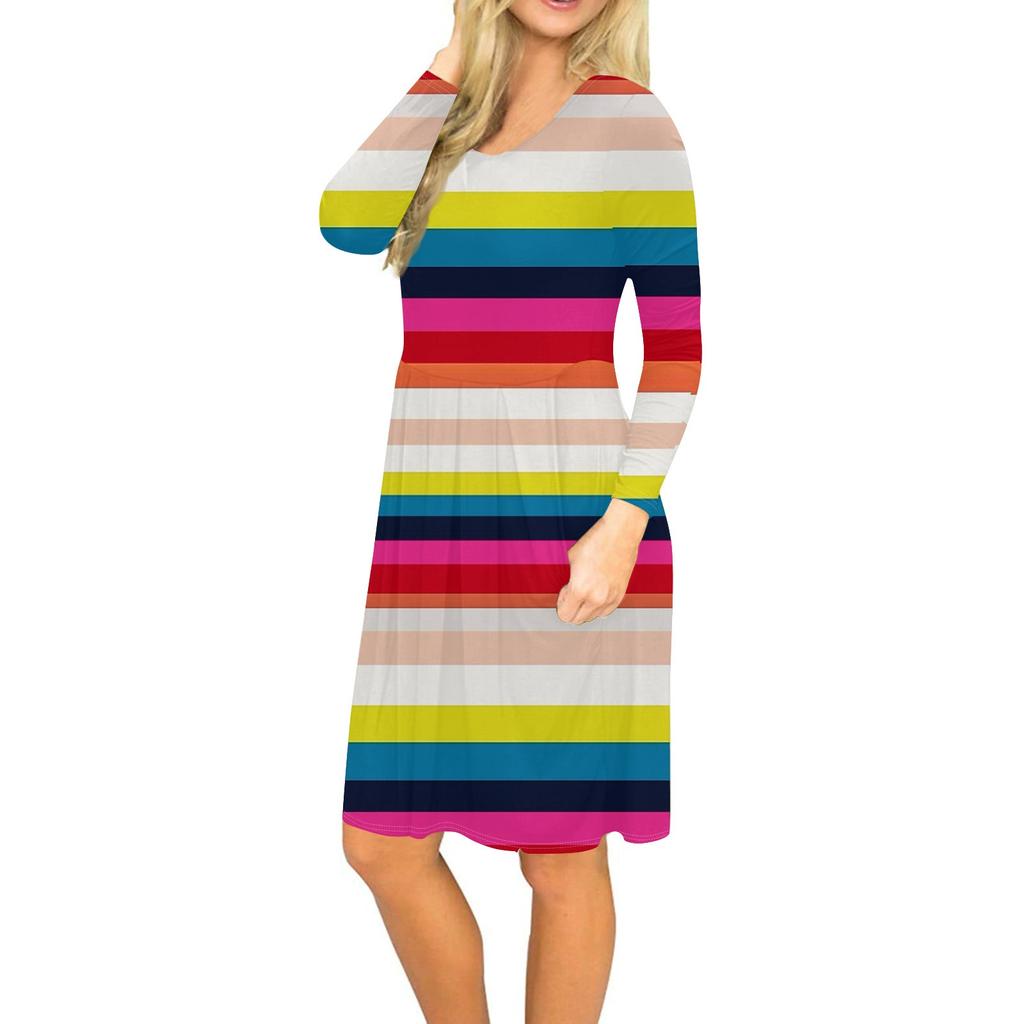 Женское платье с длинным рукавом, плиссированное, свободное, повседневное платье с карманами, платья длиной до колена