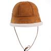 Unisex Genuine Sheepskin Leather Shearling Wool Bucket Hat Winter Fur Cap Hand Stitched For Cold Weather