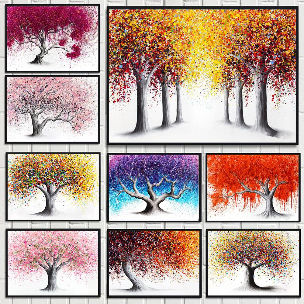 Abstract Graffiti Artist's Work Colorful Trees Prints Poster Canvas Painting Modern Wall Pictures Living Room Bedroom Home Decor
