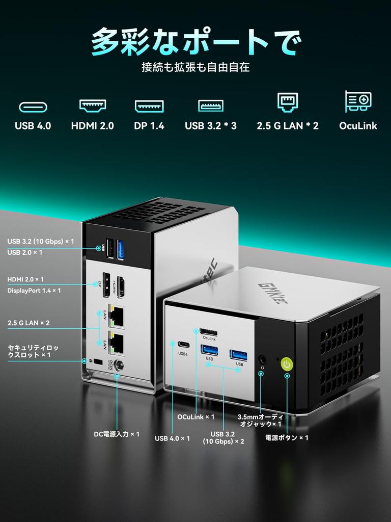 GMKtec Mini PC M8 AMD Ryzen 5 PRO 6650H than Ryzen 7 DDR5 16GB 1TB 2280 to Up to Win11 Pro USB OCulink LAN 8K output HDMI Silent design USB x 3 mini