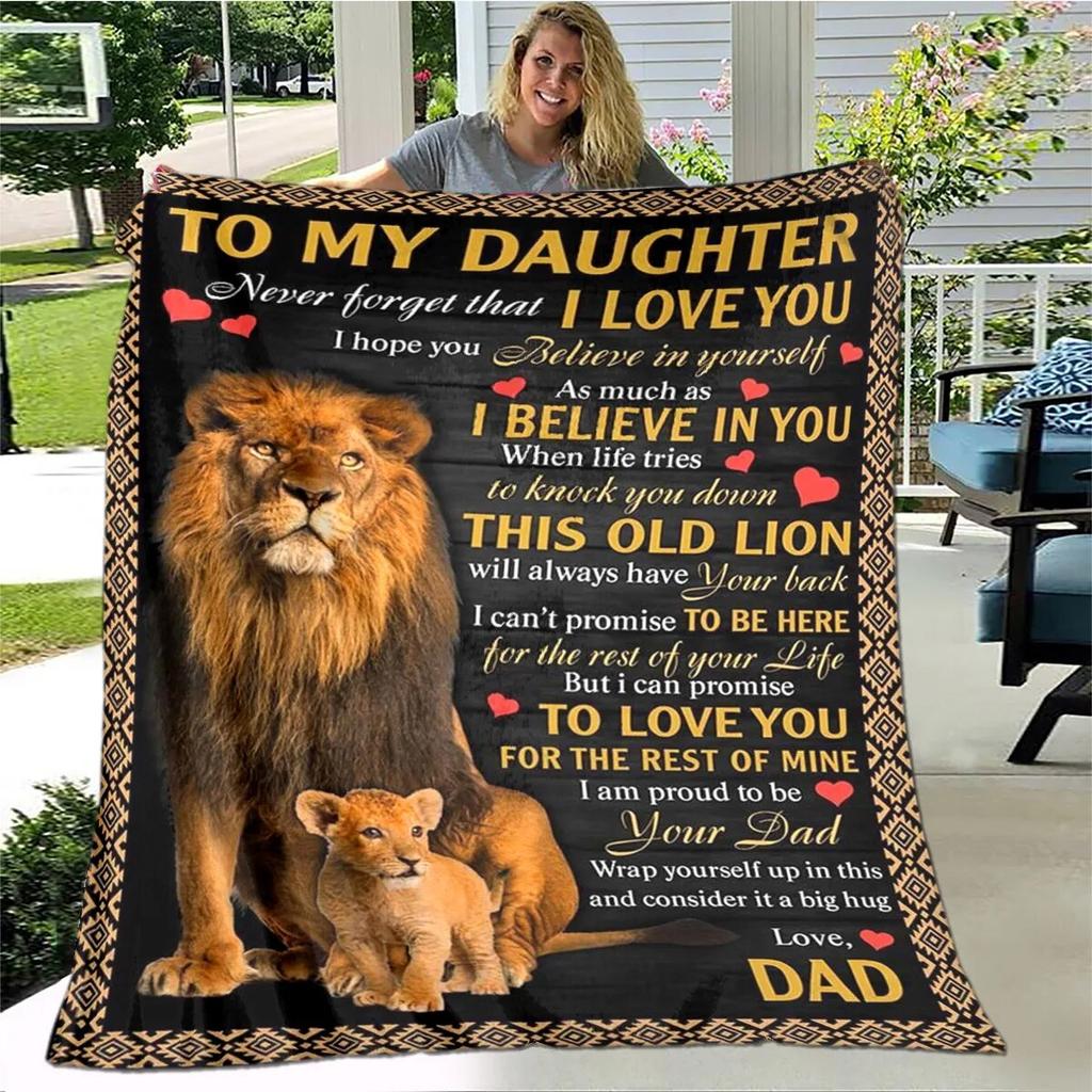 Персонализированное одеяло из шерпы для моей дочери с принтом льва, волка и дракона, подарок от мамы, папы, одеяло для дивана-кровати, мягкое одеяло для пикника