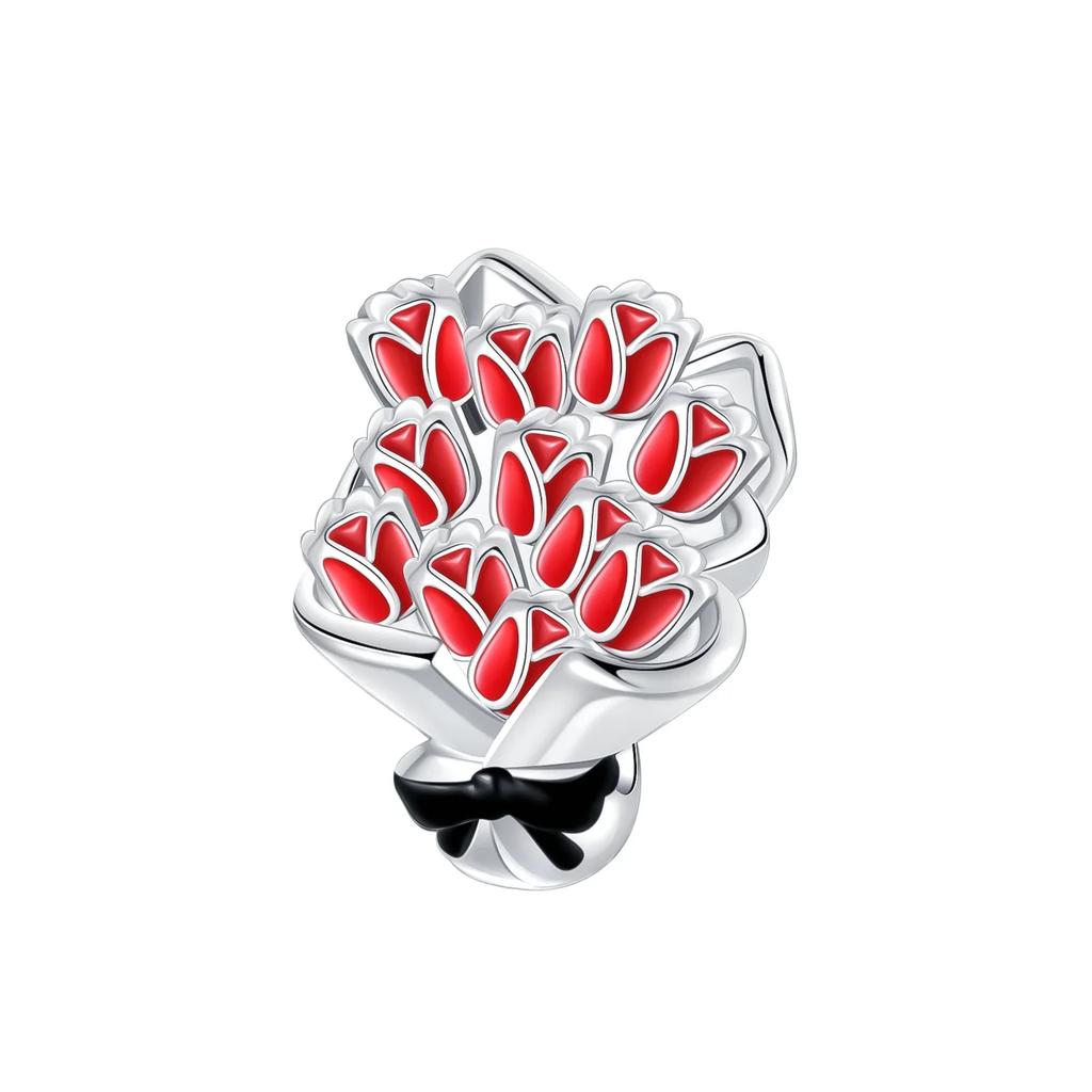 Медь Красочный Шарм Цветок Розы Тюльпаны Маргаритки Бусина Подвеска Подходит Оригинальный Ожерелье Браслет Женские Украшения DIY Подарок