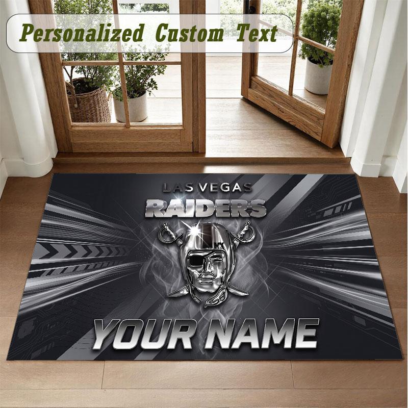 Crystal Velvet Square Rug Custom NameLas Vegas Raiders Pattern Non Slip Home Floor Decor Rug