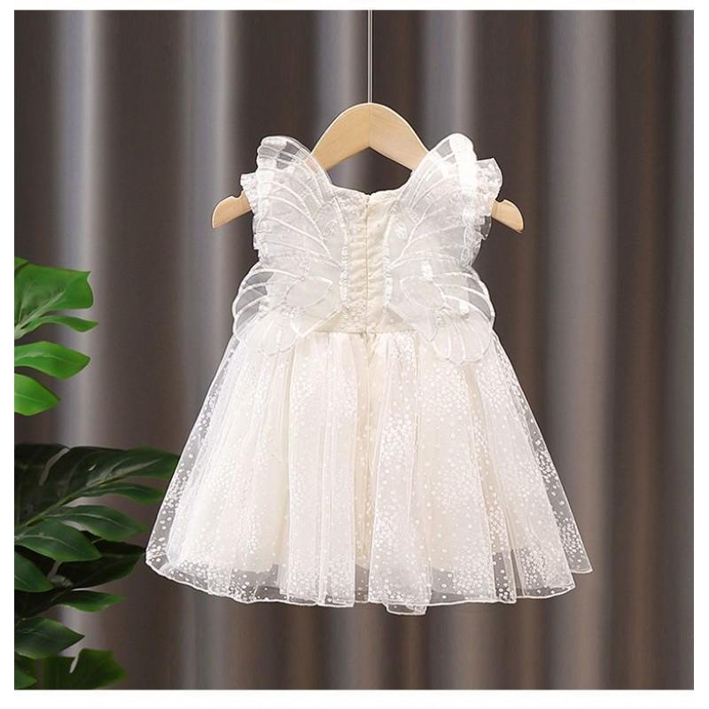 Girls Princess Dress Angel Wings Tulle 2026 Baby Kids Birthday Party Gown White Pink