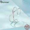Кольцо BAMOER Solid 925 Sterling Silver X Ring Criss Cross, регулируемые составные кольца для женщин, ювелирные изделия на годовщину свадьбы