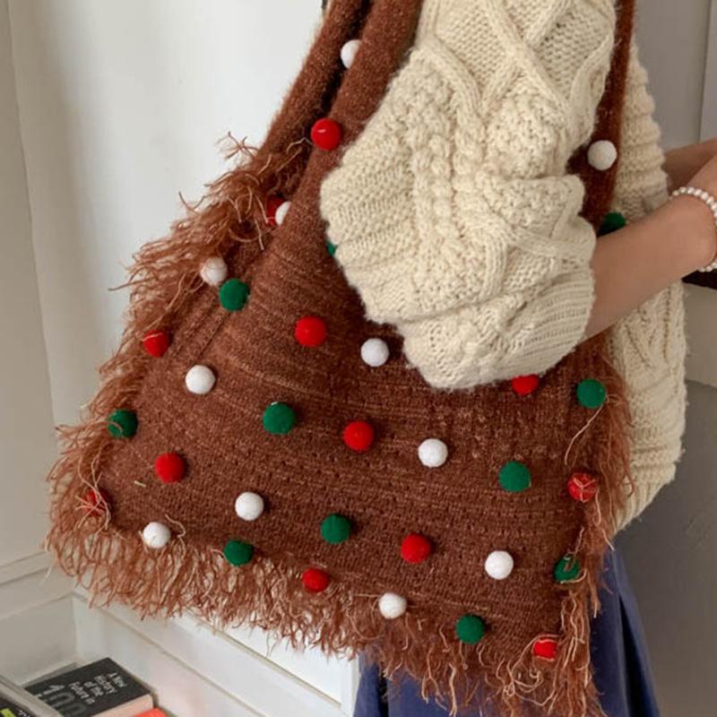 Женская сумка: Стильная и повседневная, сумка на одно плечо с бисером, вязаная сумка большой вместимости