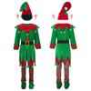 Christmas Kids Elf Costume Xmas Santa Claus Helper Fancy Outfit for Boys Girls 6Pcs Christmas Outfit Set