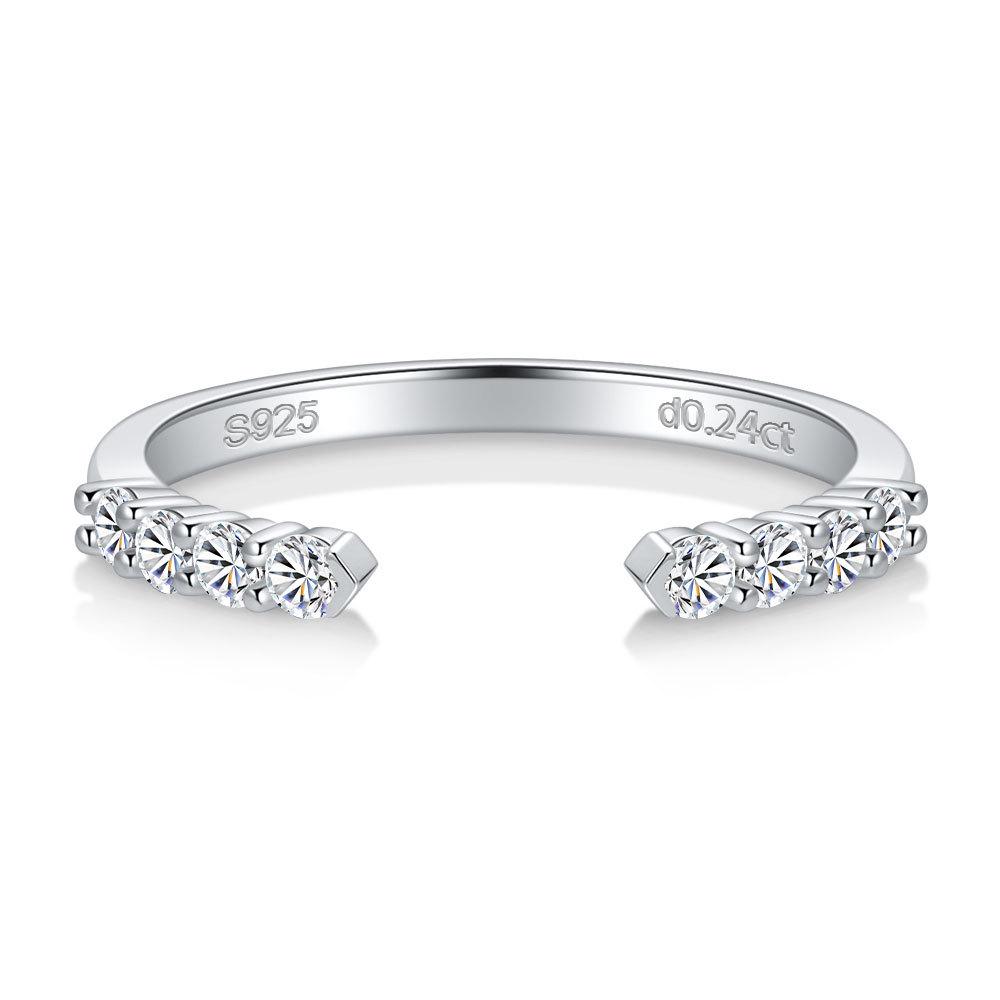 Round Moissanite Eternity Ring: 18k Gold-Plated S925 Silver, Versatile Open Design, Stackable.