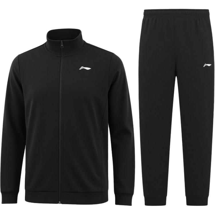 Li Ning Повседневная спортивная одежда Мужская Черная С воротником-стойкой Умеренная AWEV035-1