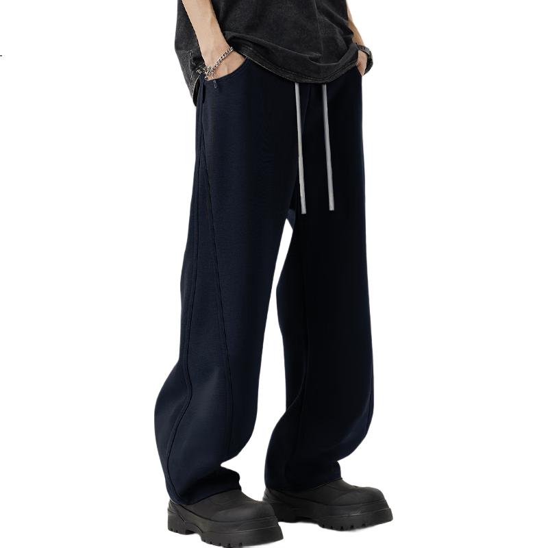 Dingfengbaoluo American-Style Sports Sweatpants for Men, Spring Heavyweight Loose Straight Wide-Leg Casual Pants DBK88 Light Gray L