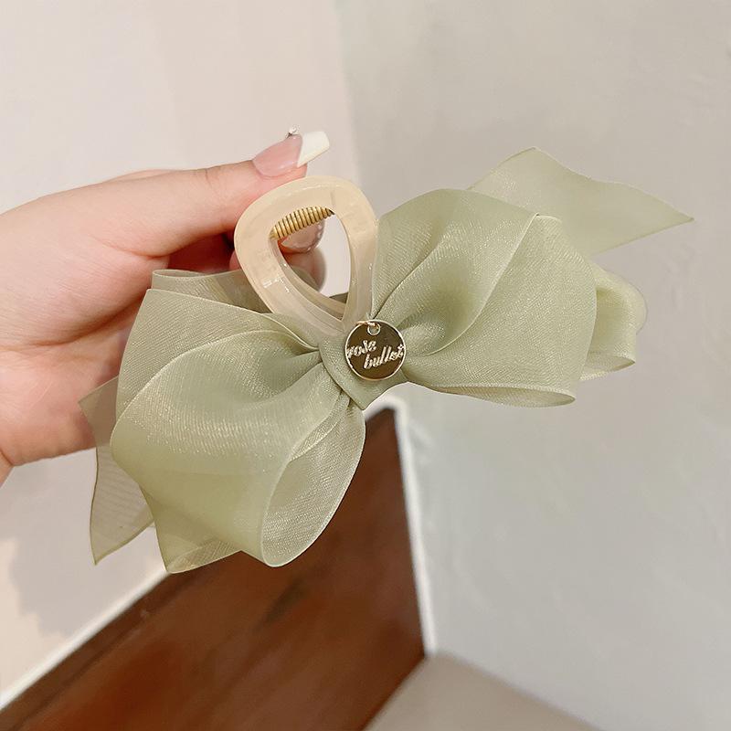 Большая двухсторонняя заколка-коготь с бантом, элегантная заколка для волос ручной работы в виде акулы, аксессуары для волос