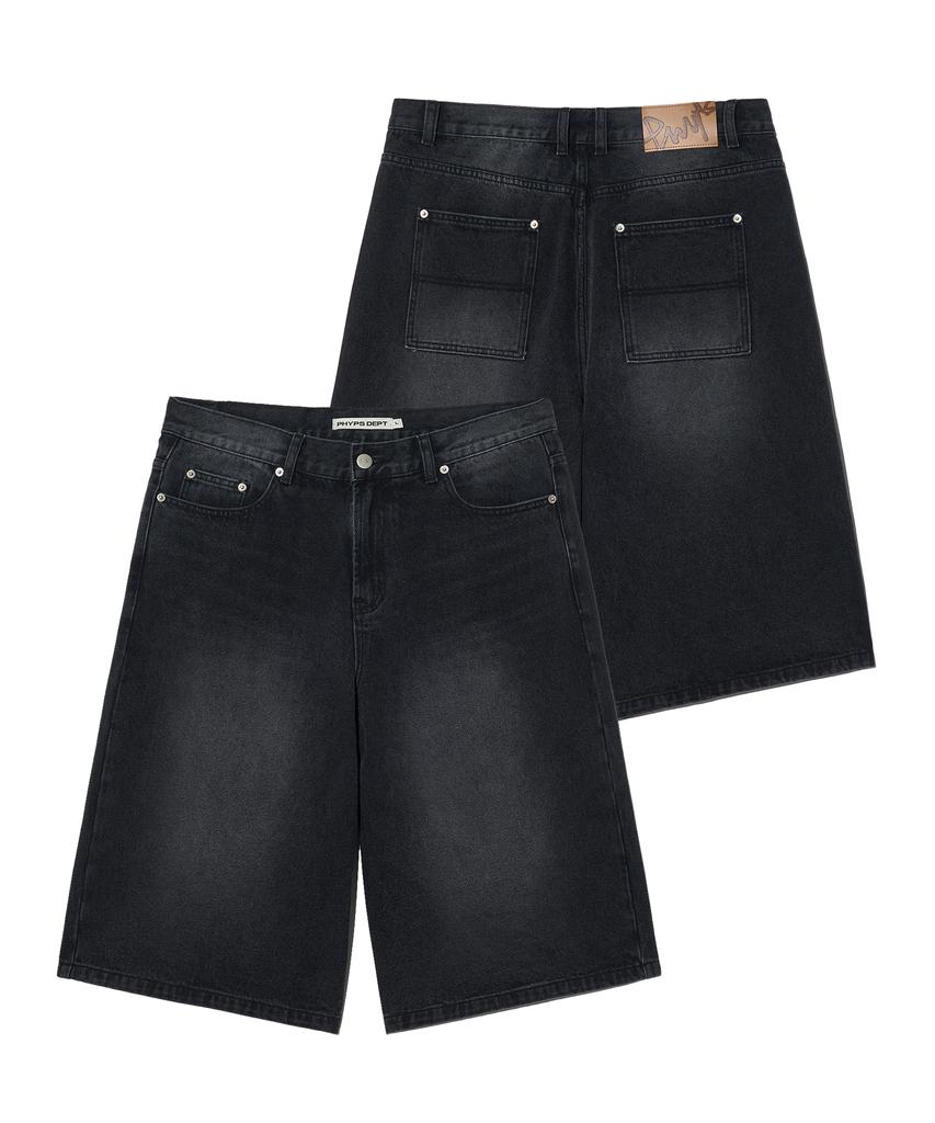 PHYSICAL DEPARTMENT Washed Bermuda Denim Shorts_Black