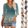 3/4 Sleeve Tops For Women Casual Ruffle V Neck T Shirts  Work Blouses Dressy Tunic Tops