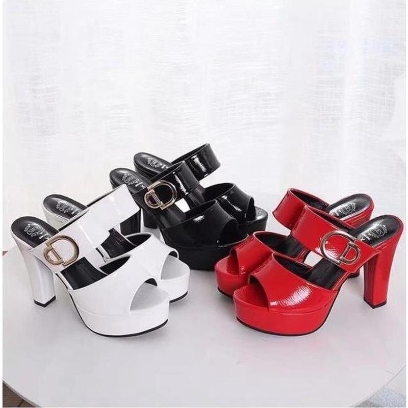 Сандалии на высоком каблуке, женские летние новые босоножки и тапочки на платформе с открытым носком в корейском стиле