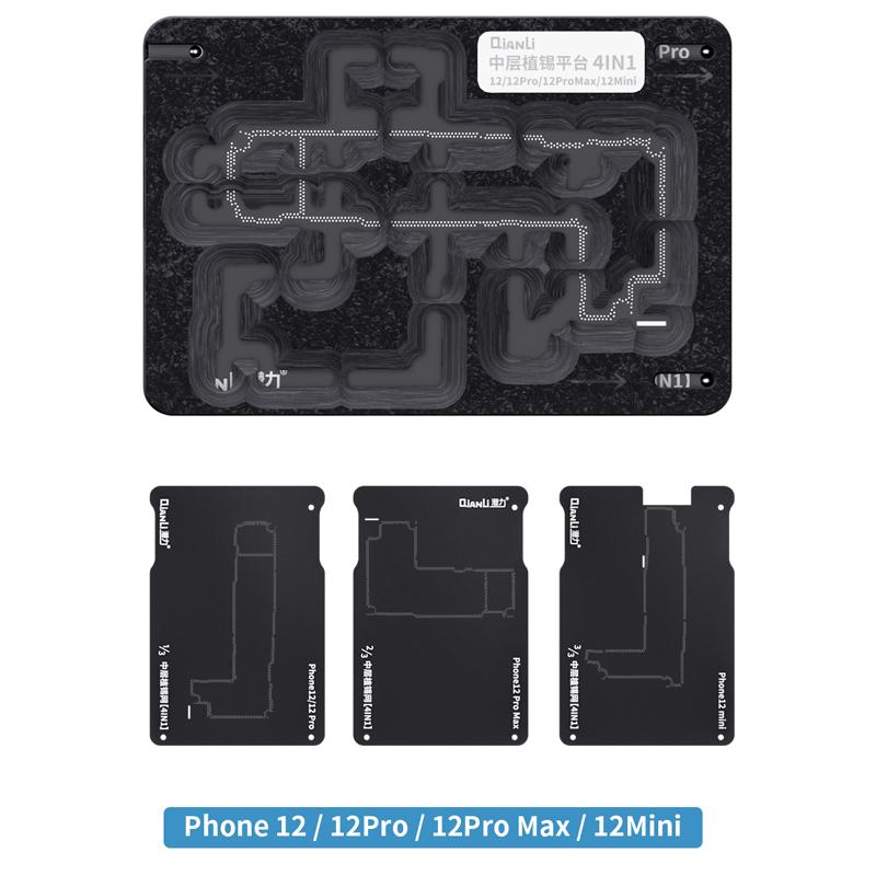 Трафарет для реболлинга BGA Qianli для iPhone 14 13 12 11 Pro Max XS X, материнская плата, средний слой, посадочная платформа для олова