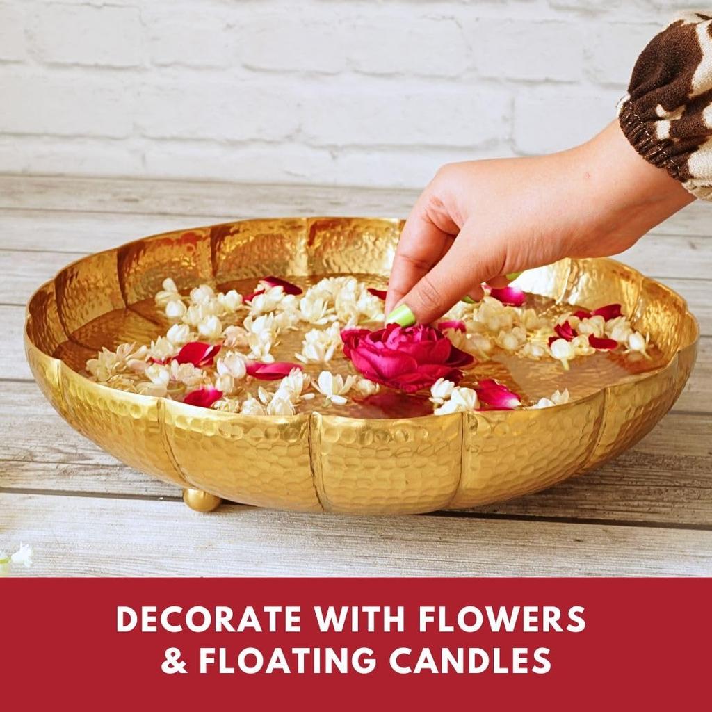 Подсвечник чаша Урли (1000 мл), Hammered Design Urli Flower Decorative Bowl for Home Decor 12 inches,  Behoma