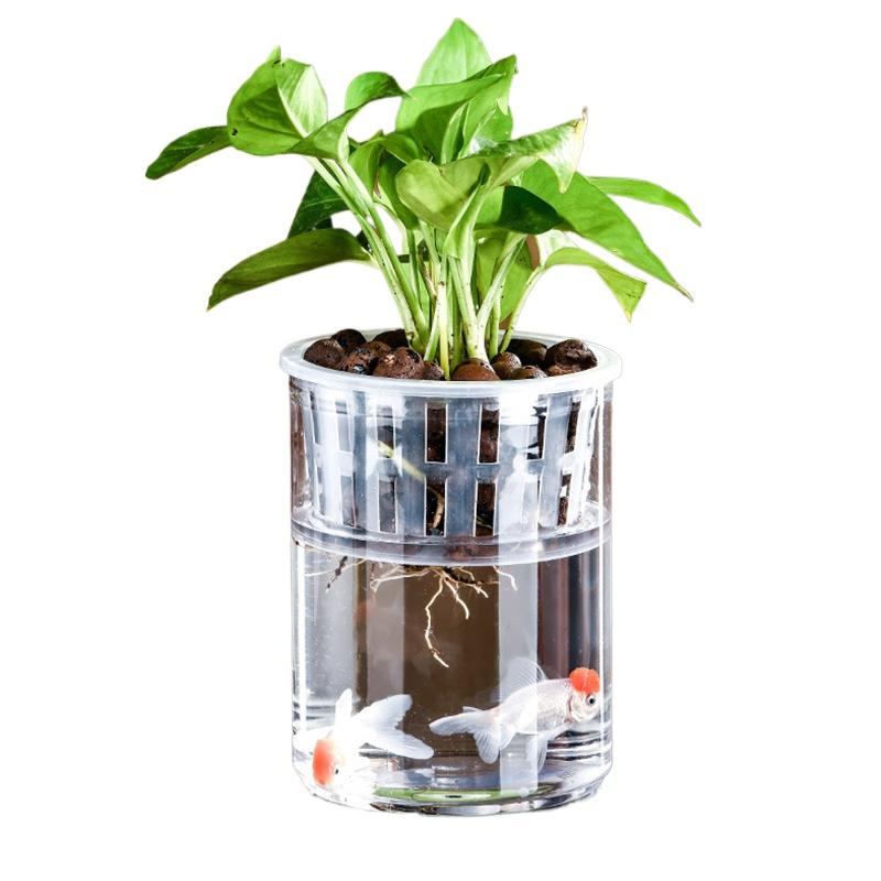 1 шт. ваза для украшения дома, горшок для растений, аквариум, пластиковый мини-гидропонный цветочный горшок, самополивающаяся гидропонная ваза, прозрачная