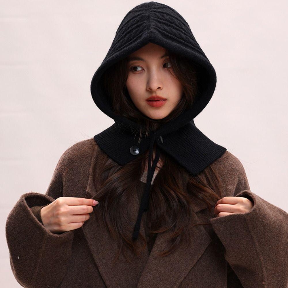 Thickened Knitted Neckerchief Hood Pullover Cap Beanies Hat Winter Balaclavas Cap Riding
