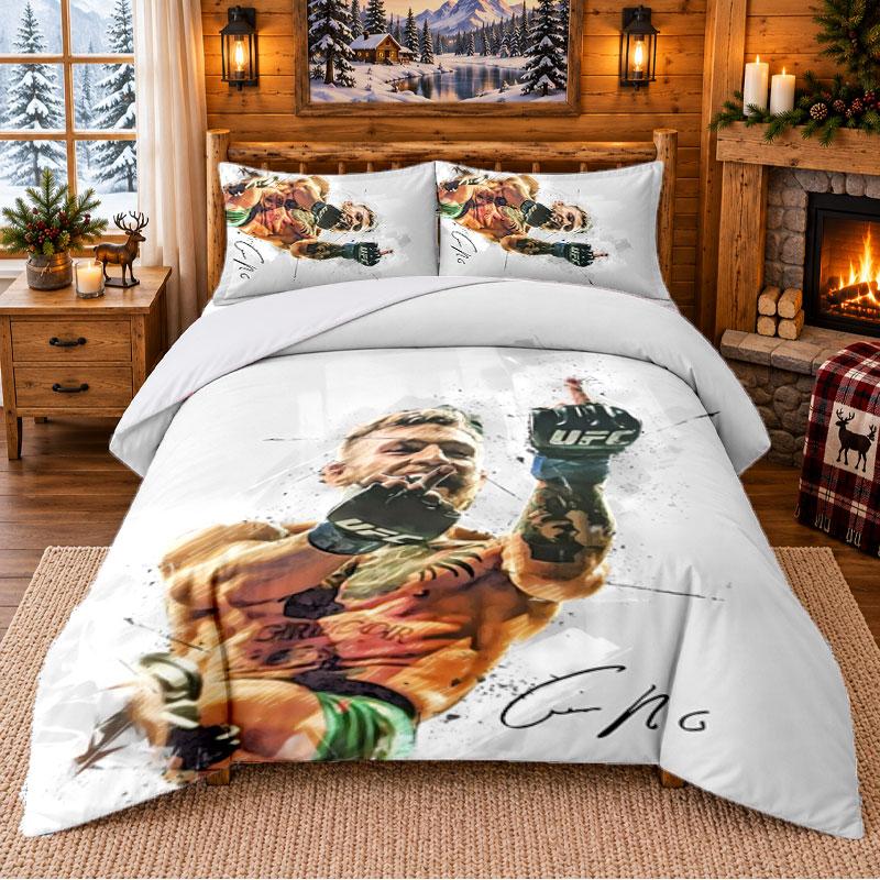 Conor Mcgregor Pattern Bedding 3Pcs Set Bed Sheet And Pillowcases For Indoor Bedroom