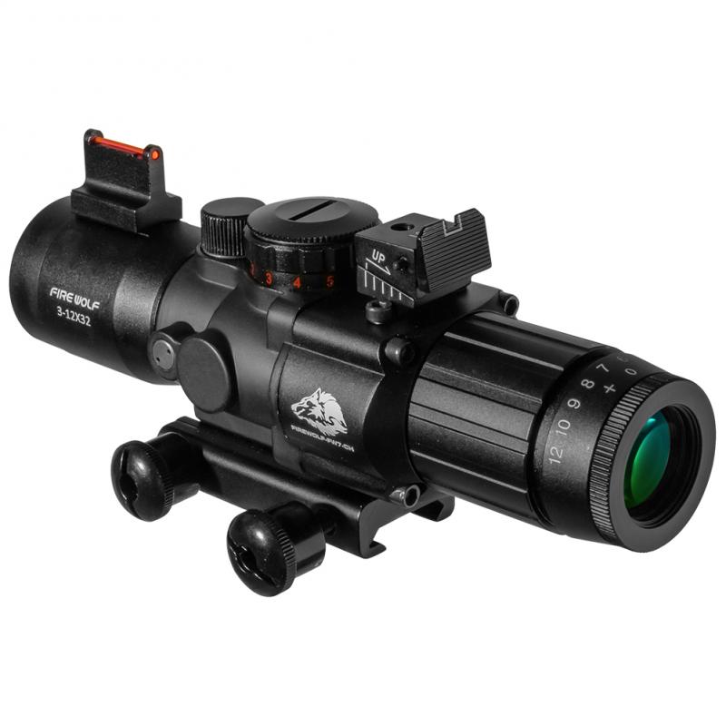 FIRE WOLF 3-12X32  Scope Red and Green Dot 20mm Dovetail Reflex Optical Scope Tactical Scope for  Snip