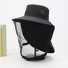 Outdoor Hat with Removable Mosquito Mesh Shawl Design Wide Brim UV Protection Climbing Hat Waterproof Fabric Foldable Hat