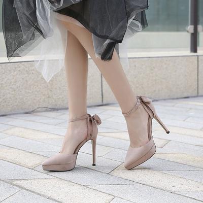 Европейские Американские Знаменитости Модные Тонкий Каблук Водонепроницаемая Платформа Острые Сандалии Женские с Одним Ремнем Полый Бант Высокие Каблуки