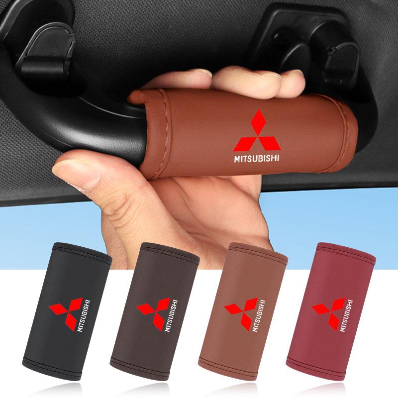 1/2Pcs PU Leather Roof Handle Anti-scratch Protector Case Caps For Mitsubishi ralliart Lancer 9 10 ASX Outlander Pajero L200