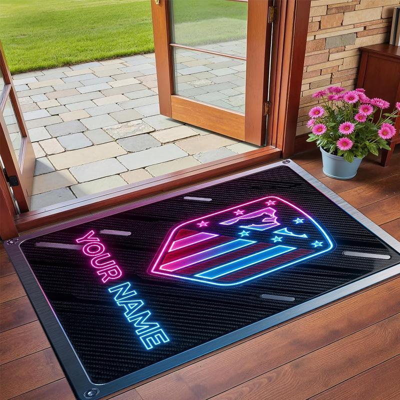 Crystal Velvet Rug Custom Name Text, Soft Non Slip Floor Mat Home DecorAtletico Madrid
